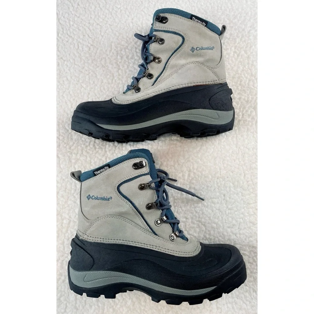COLUMBIA • Blue/Grey Thermolite Water Resistant Cascadian Summit Winter Boots, 8 - Picture 15 of 16